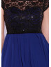 Cap Sleeves Sequined Lace Chiffon Short Prom Dress